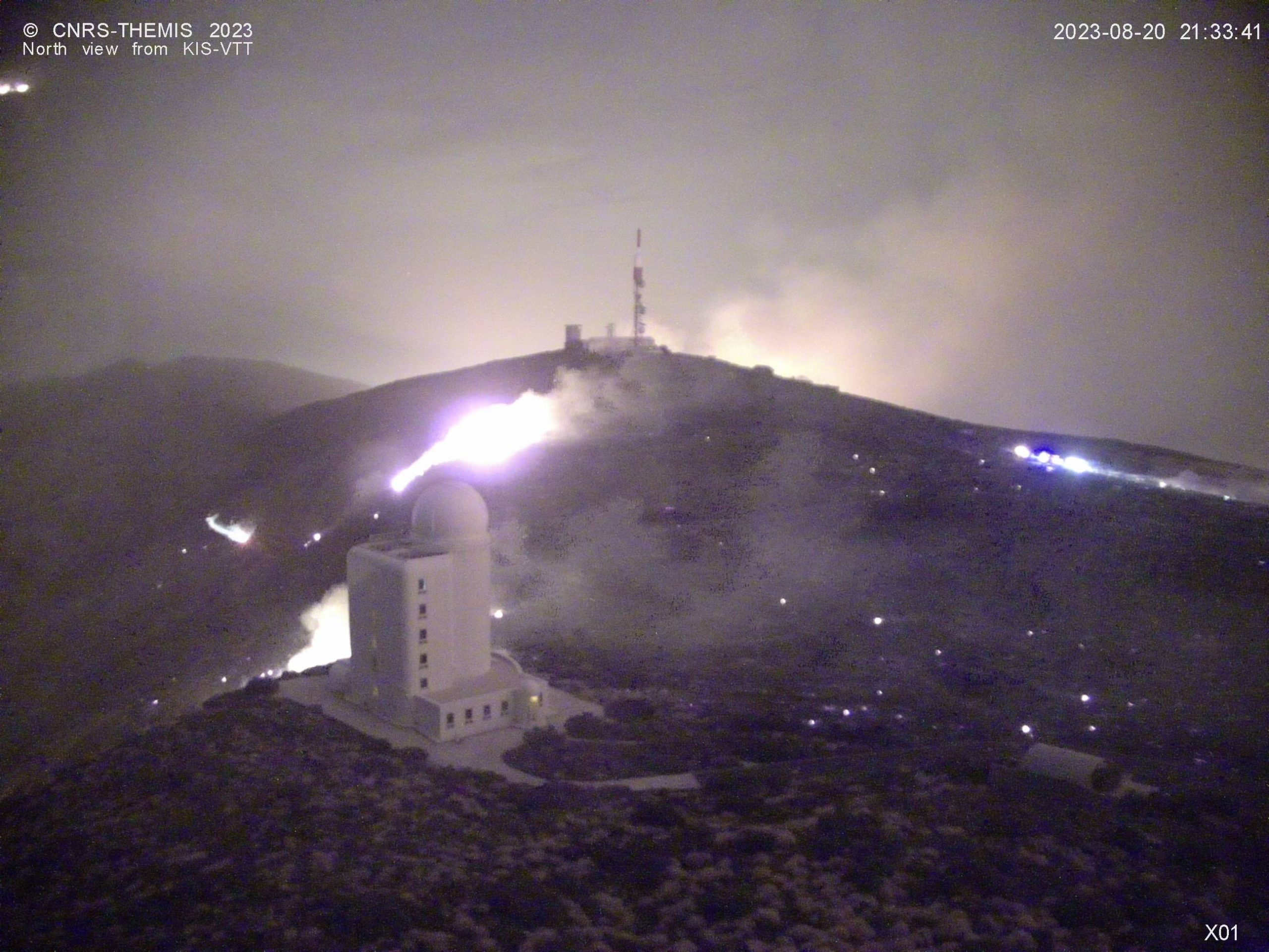 Webcam del Themis, nella notte del 20 agosto 2023.